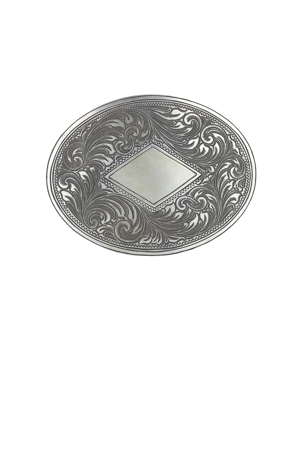 Large Oval Shield Belt Buckle in Metallic Silver