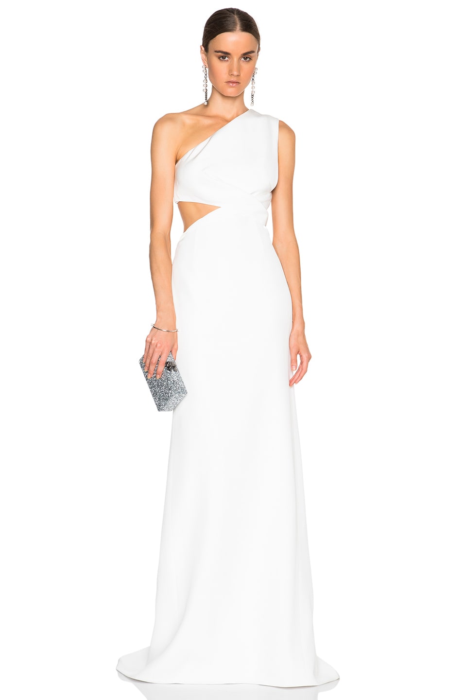 Image 1 of KAUFMANFRANCO Crepe One Shoulder Gown in Ivory