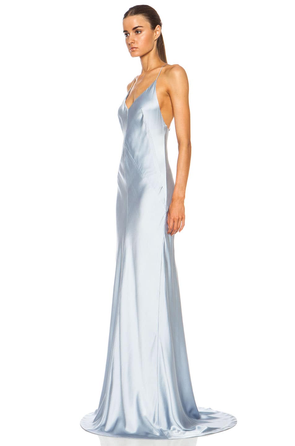 KAUFMANFRANCO Sanded Silk Charmuese Dress in Glacier | FWRD