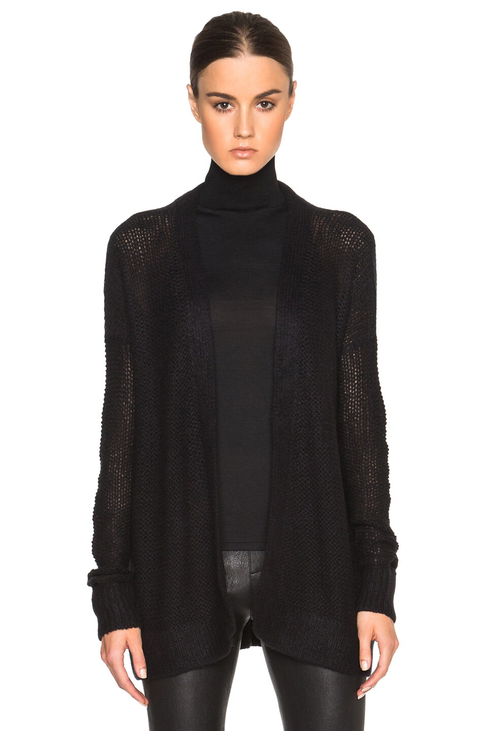 KAUFMANFRANCO Cashmere Gauze Knit Cardigan in Onyx FWRD