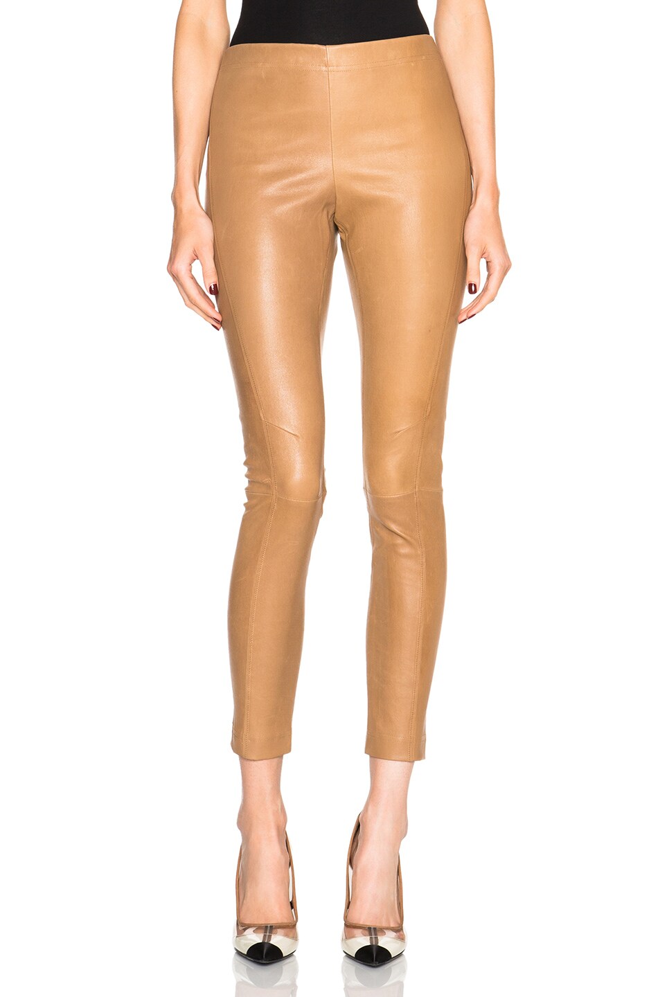 Image 1 of KAUFMANFRANCO Stretch Leather Pants in Camel