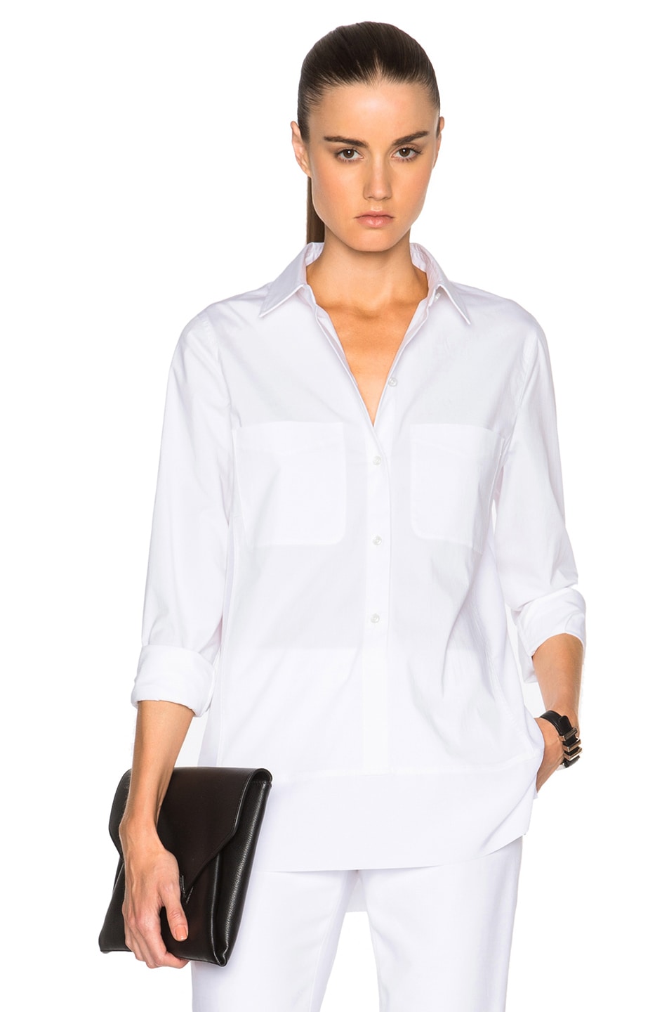 Image 1 of KAUFMANFRANCO Cotton & Sheer Silk Blouse in White