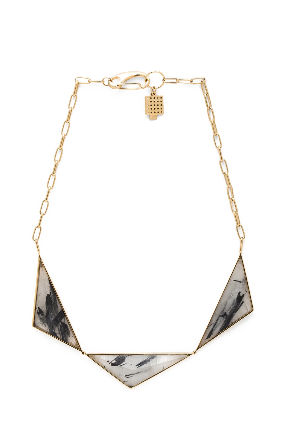 Image 1 of Kelly Wearstler Tri-Point Rutilated Quartz Plated Necklace in Gold