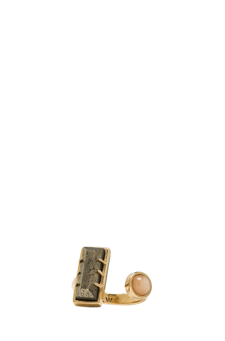 Image 1 of Kelly Wearstler Richmond Brass Ring in Gold, Pyrite & Pink Moonstone