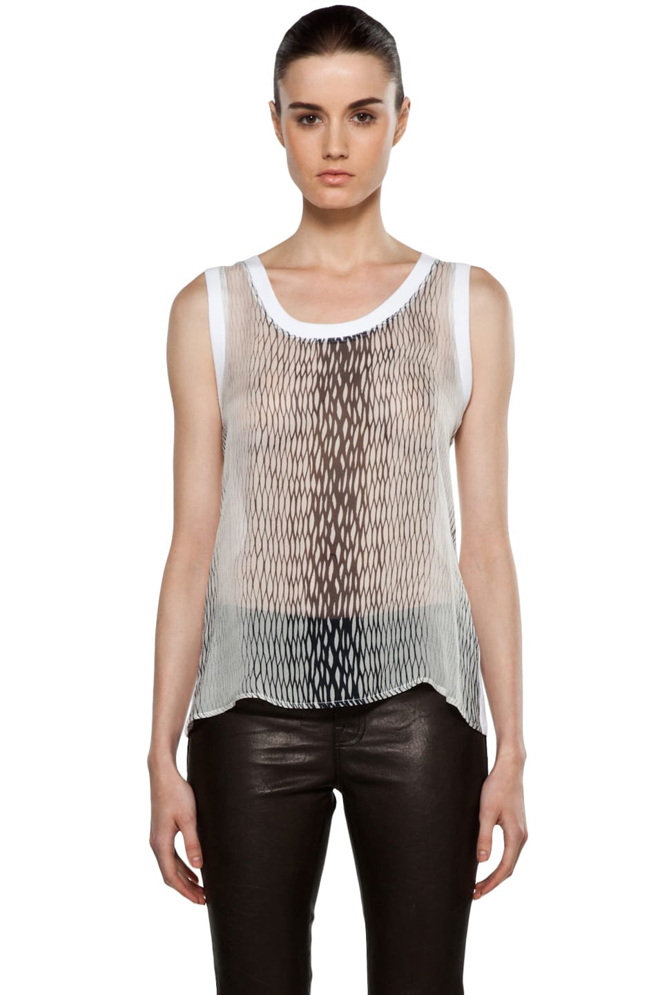 Kelly Wearstler Mesh Print Tank in White | FWRD