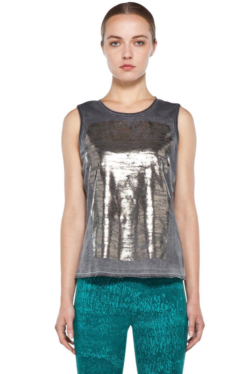 Image 1 of Kelly Wearstler Foiled Venice Tee in Charcoal
