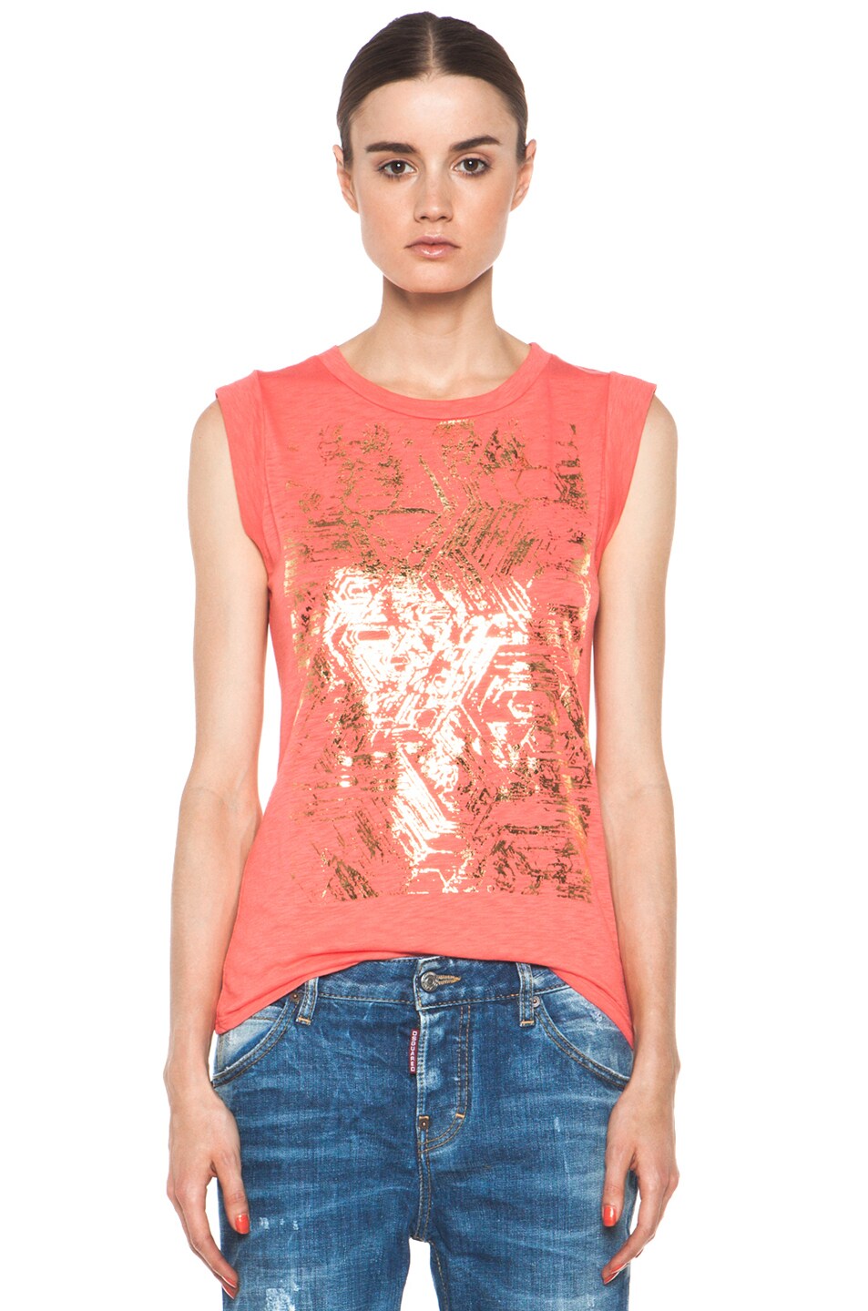 Image 1 of Kelly Wearstler Metallic Mineral Graphic Tee in Coral
