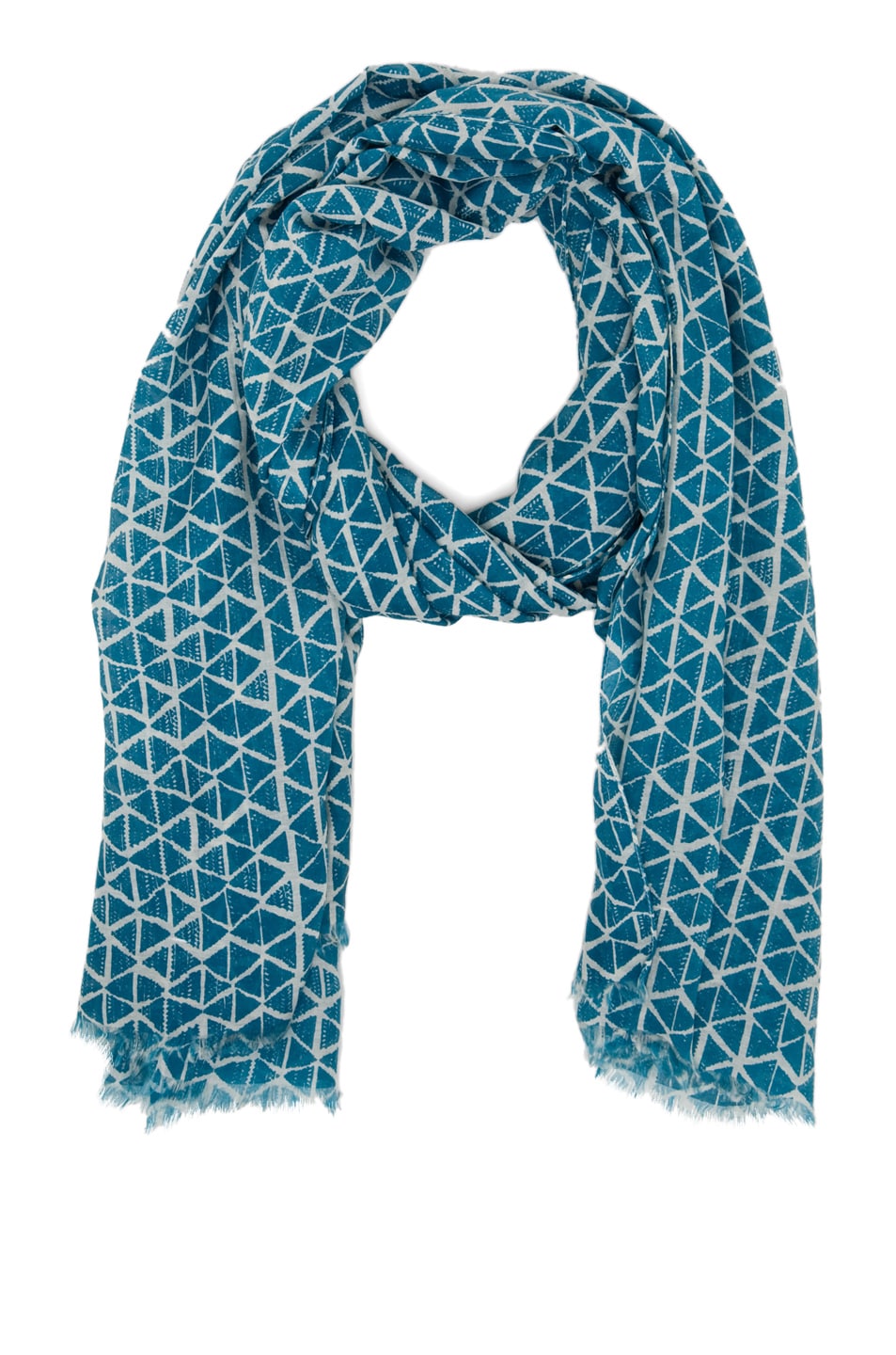Image 1 of Kelly Wearstler Triangle Lattice Scarf in Turquoise & Ivory