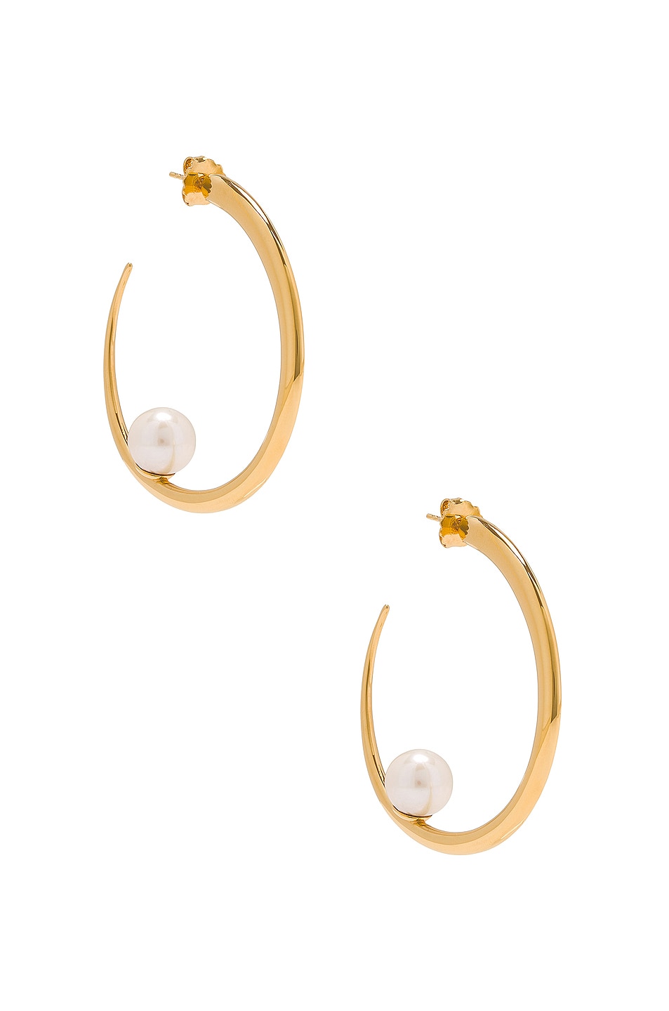 Image 1 of KHIRY Pearl Hoop Earrings in Gold & Freshwater Pearl