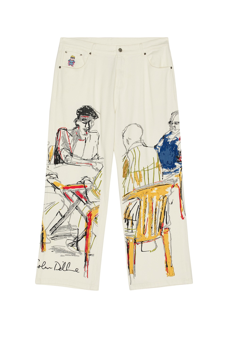 Image 1 of KidSuper Dominos Embroidery Jeans in Cream