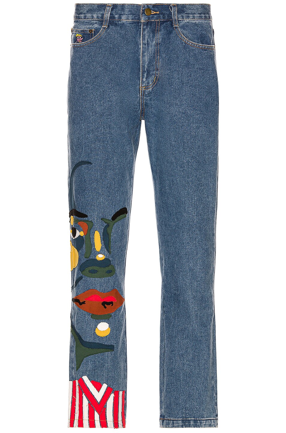 Image 1 of KidSuper Stitched Face Denim Trousers in Light