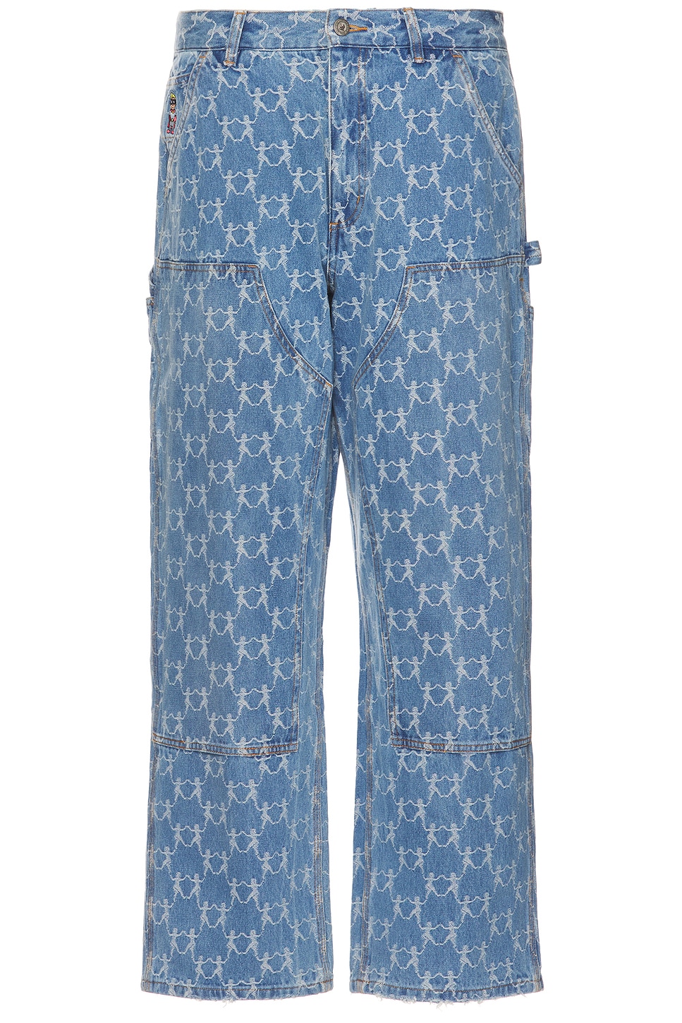 Jaquard Dancing Ladies Double Knee Jeans in Blue