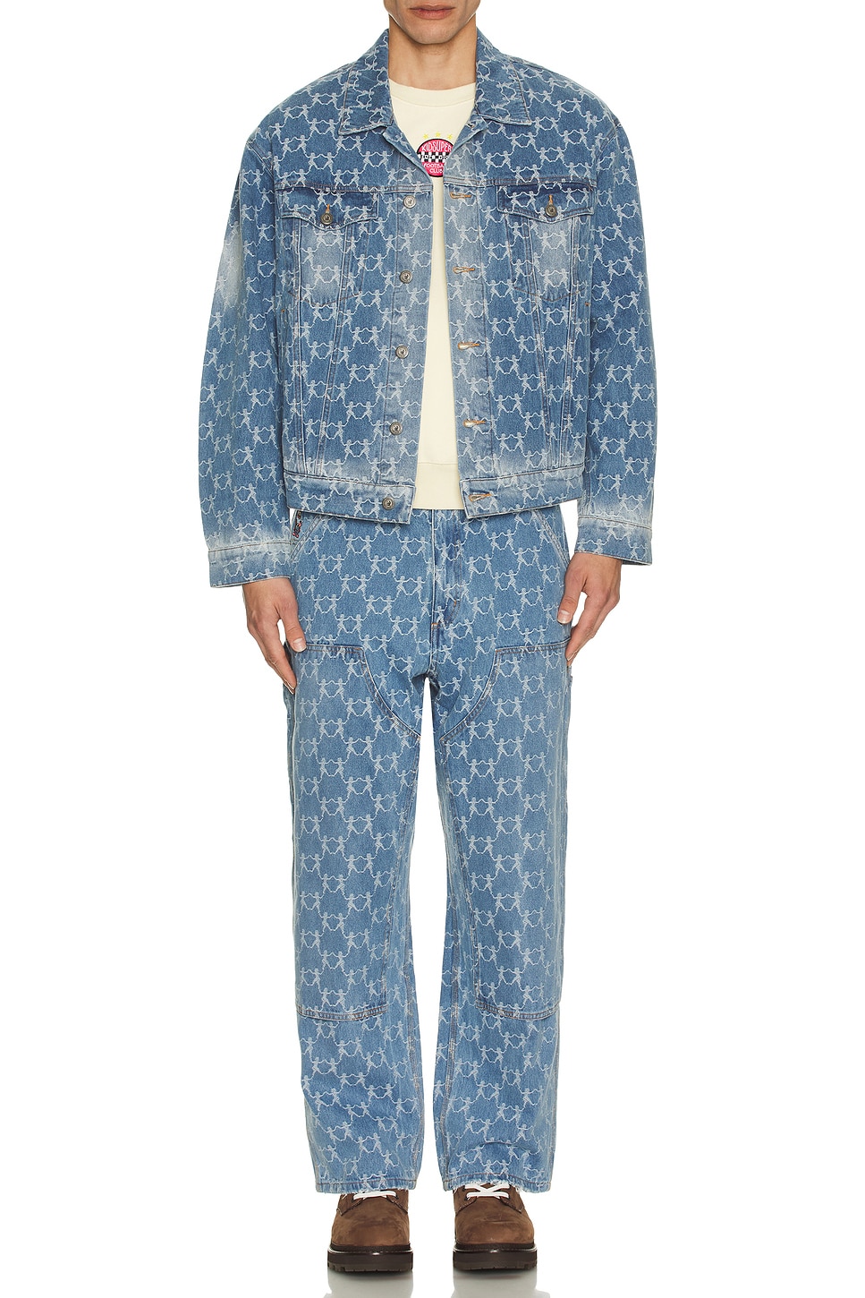 Image 1 of KidSuper Jaquard Dancing Ladies Double Knee Jeans in Blue