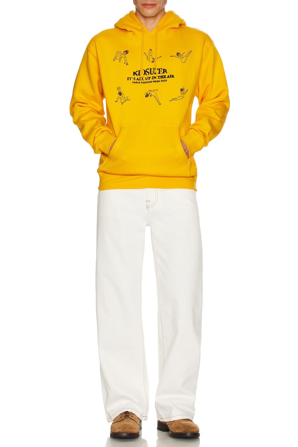 Image 1 of KidSuper It's All Up In Air Acrobats Hoodie in Gold Yellow