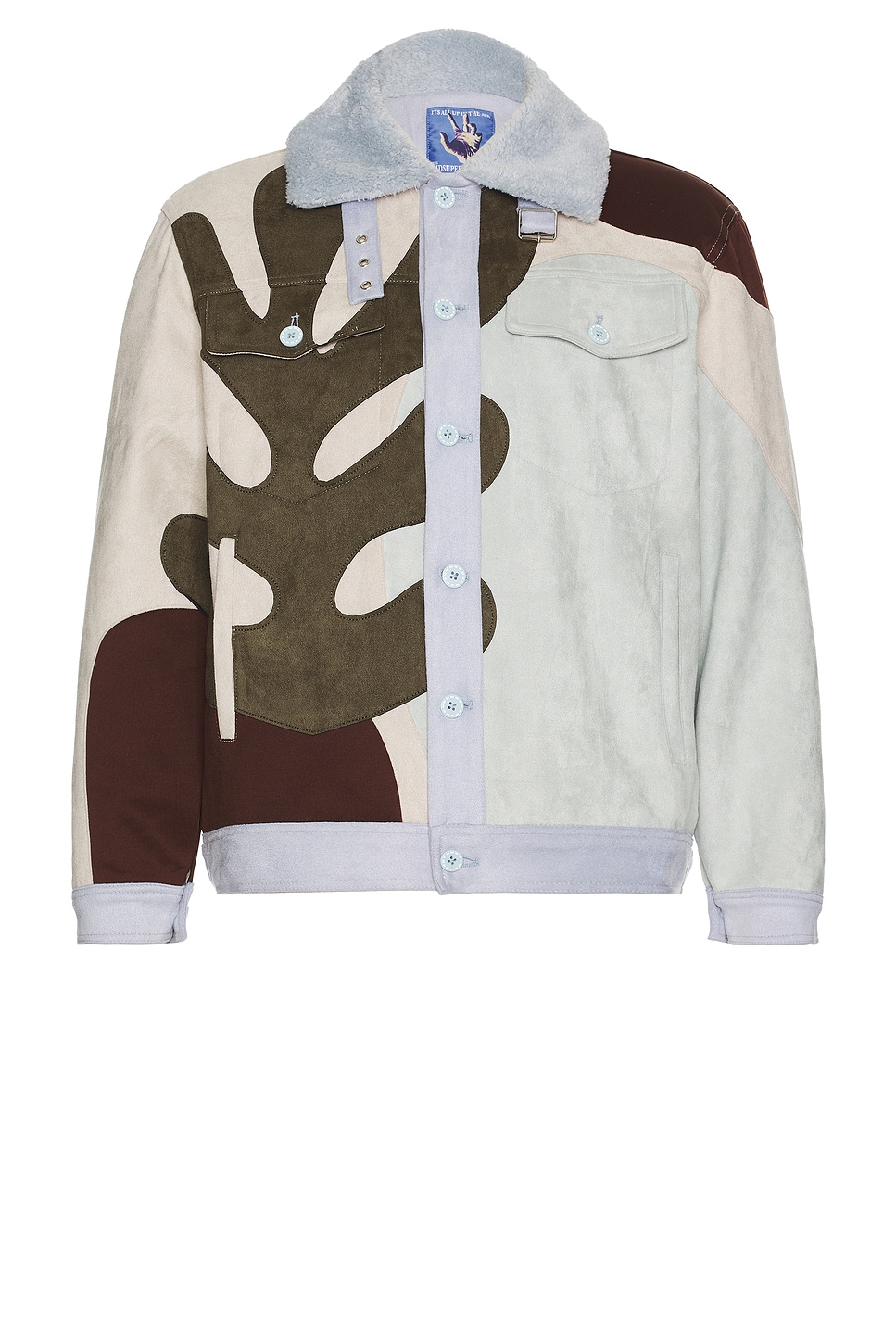 Suede Patchwork Jacket in Beige