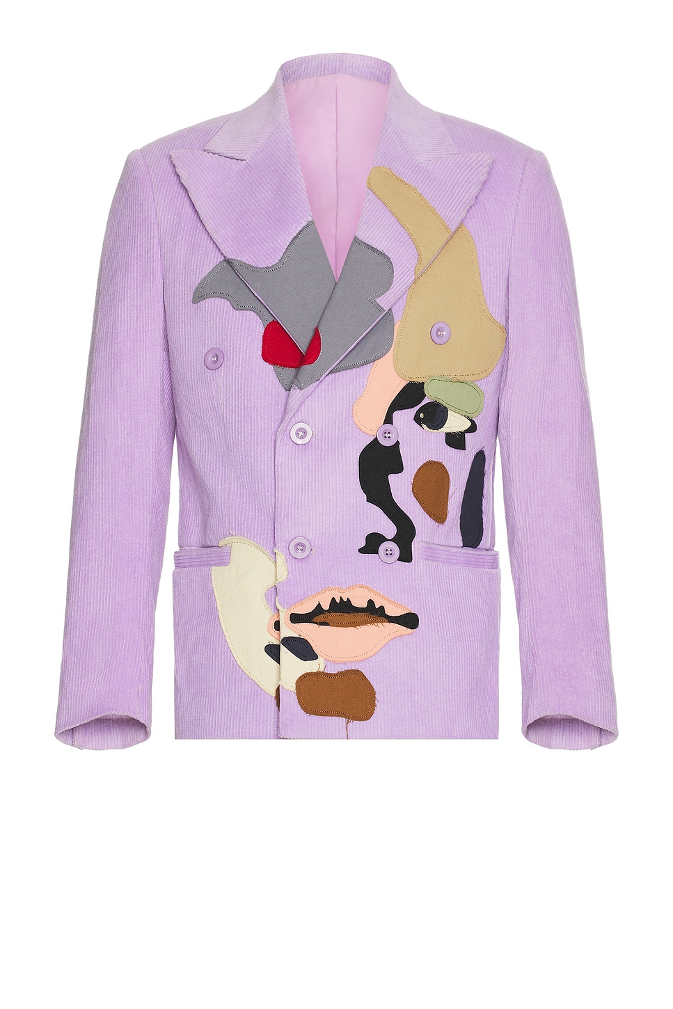Patchwork Face Corduroy Suit Top in Lavender