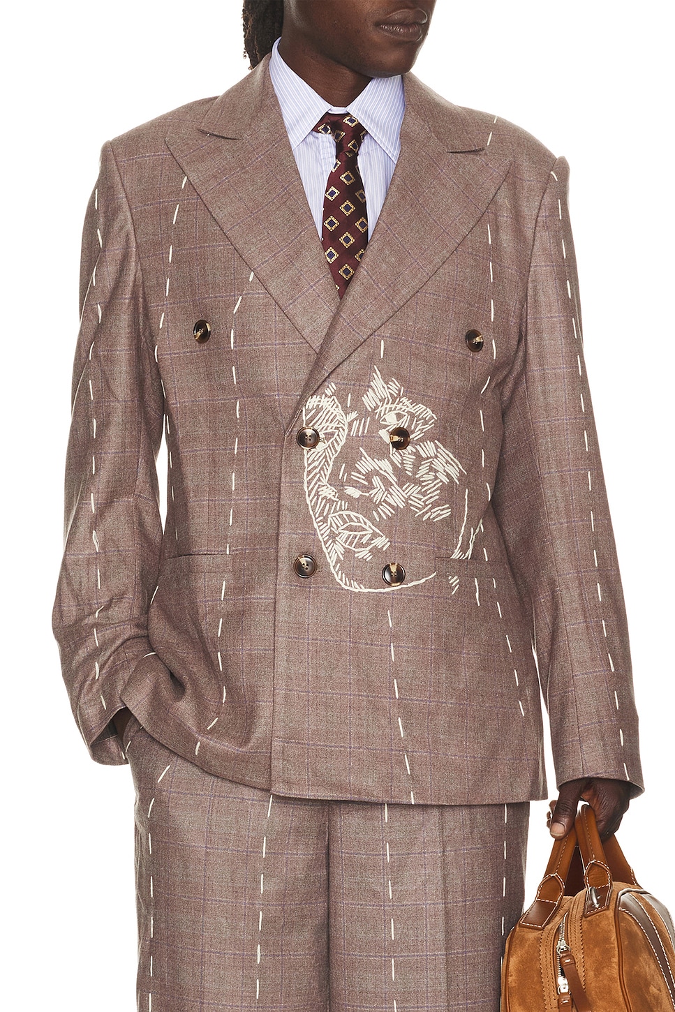 KidSuper Face Embroidered Suit Jacket