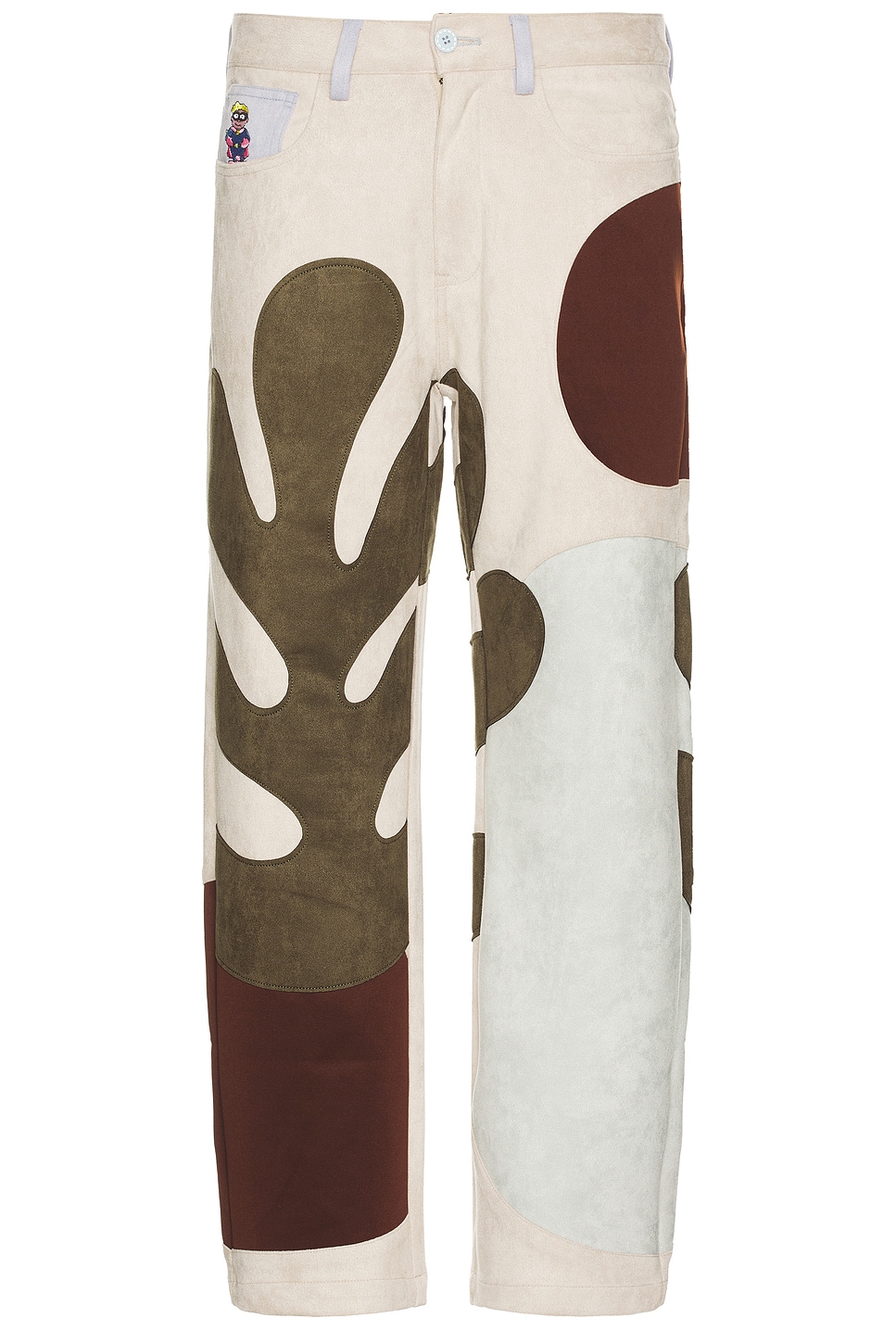 Suede Patchwork Pants in Beige