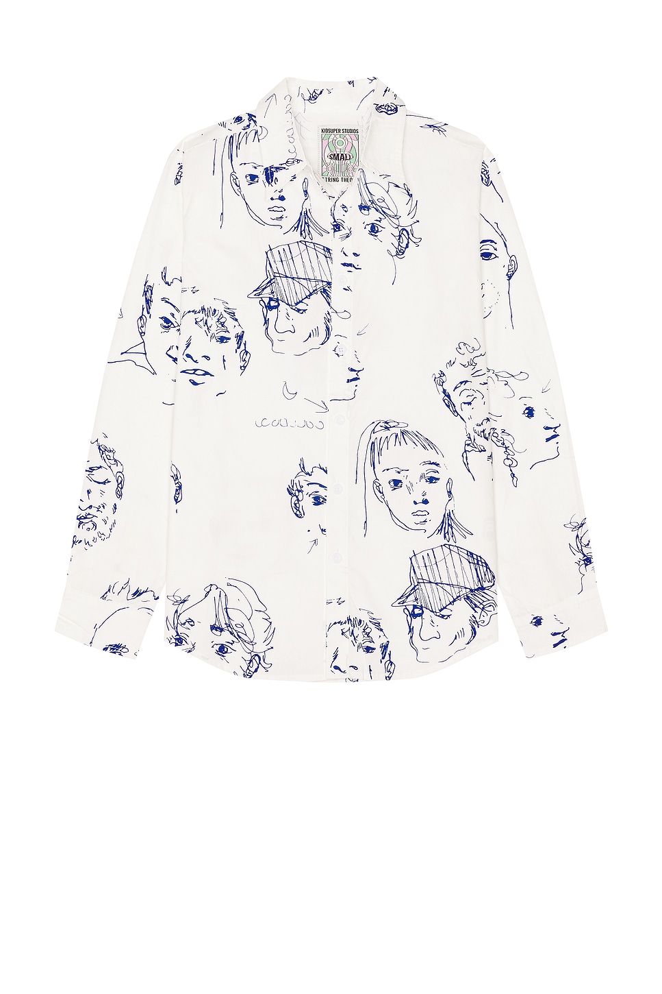 Image 1 of KidSuper Doodle Faces Button Up Shirt in White