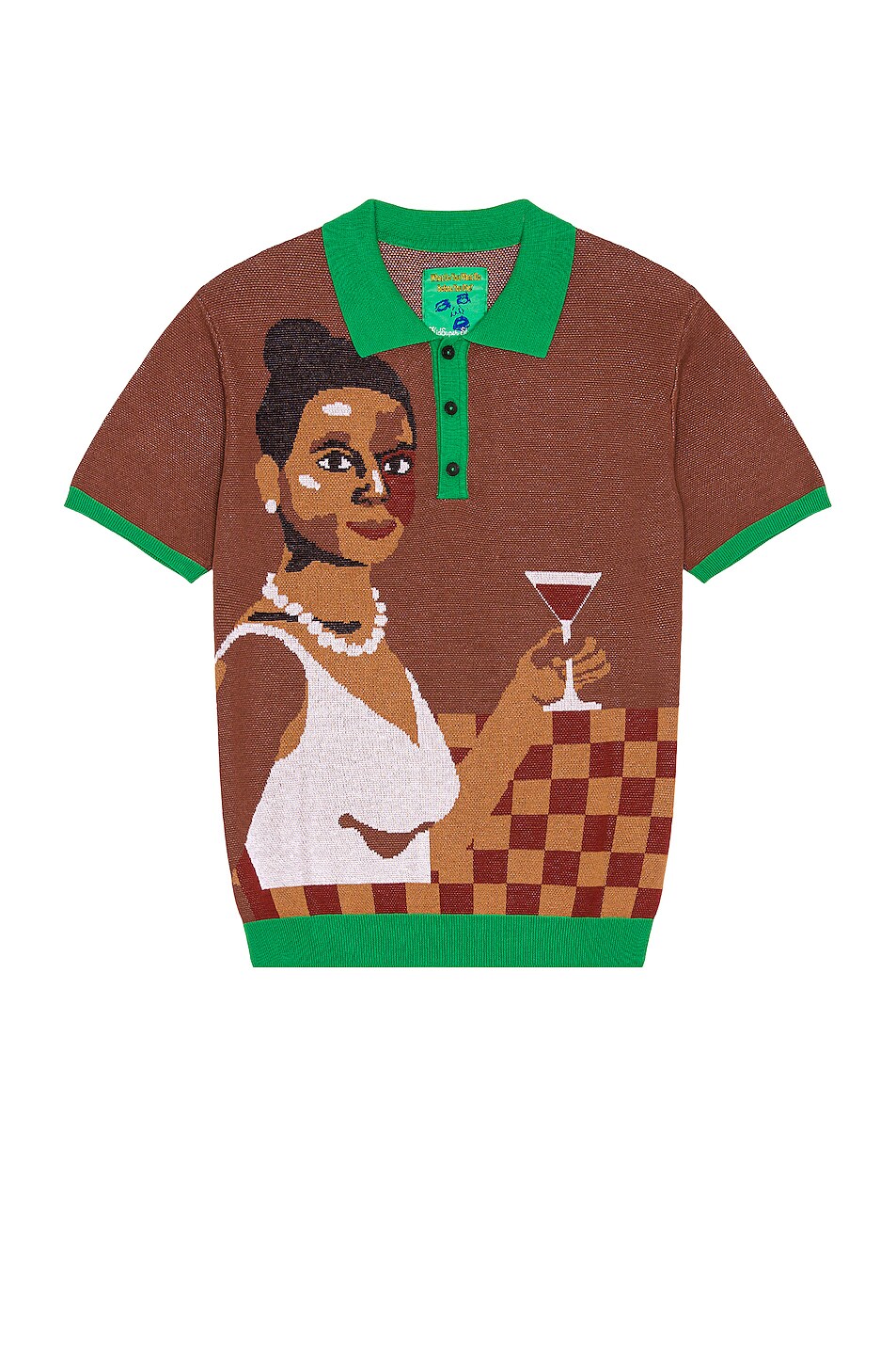 Image 1 of KidSuper Martini Knit Polo in Brown