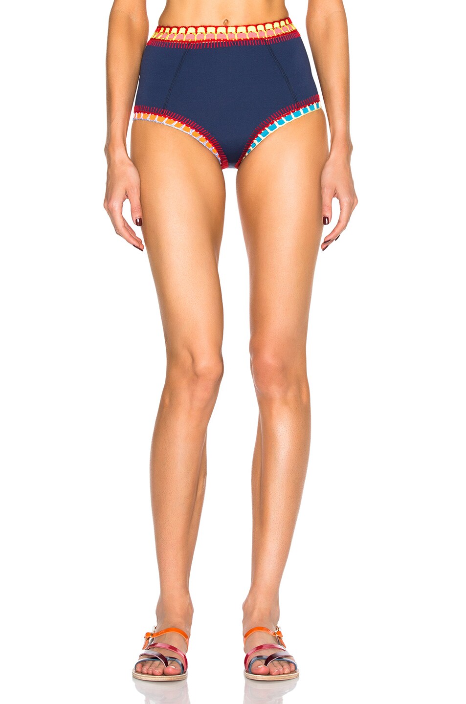 Image 1 of KIINI Tasmin High Waist Bikini Bottom in Navy Multi