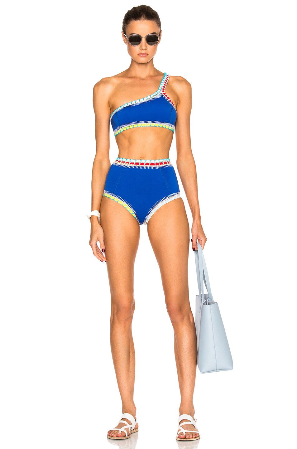 KIINI KIINI TUESDAY ONE SHOULDER BIKINI TOP IN BLUE