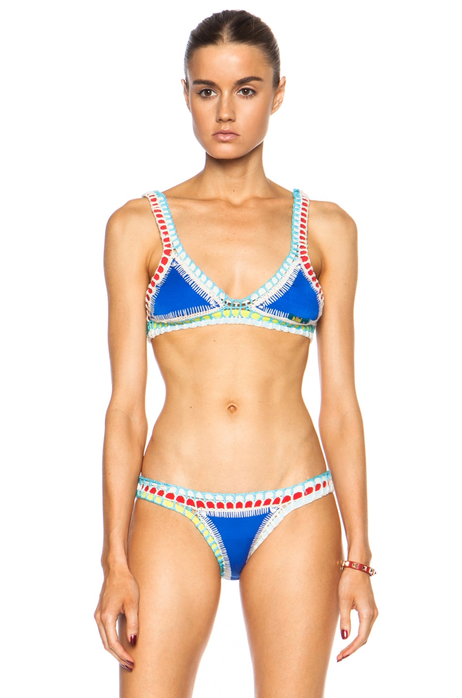 Image 1 of KIINI Tuesday Poly-Blend Bikini Top in Royal Multi
