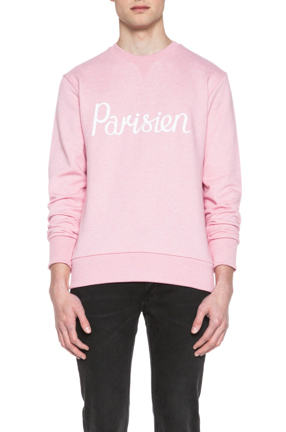 Image 1 of Kitsune Tee Parisien Cotton Sweater in Pink Melange