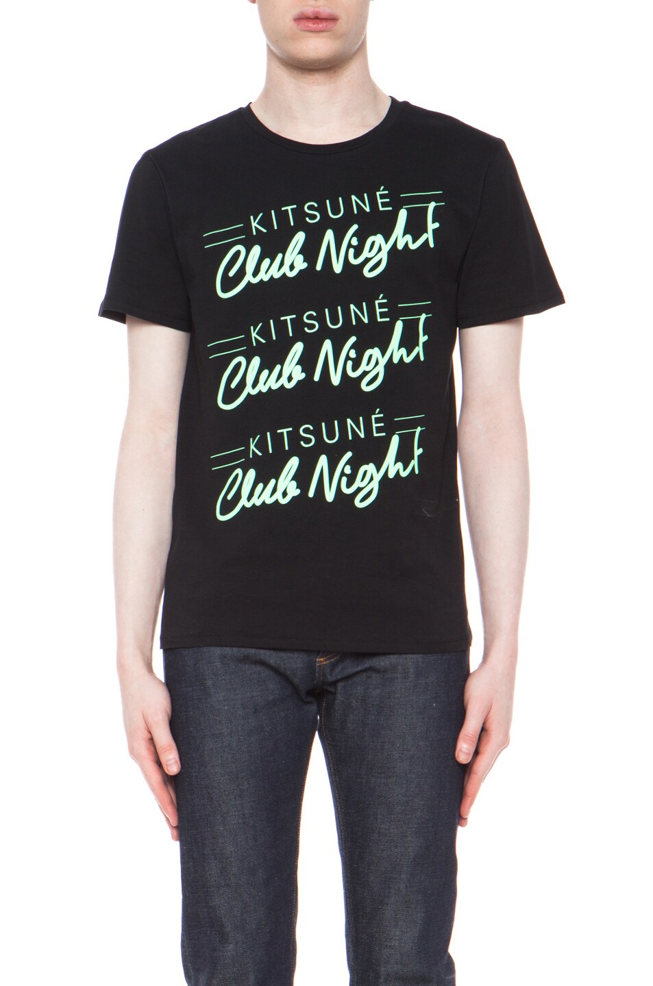 Image 1 of Kitsune Tee Club Night Cotton Shirt in Black