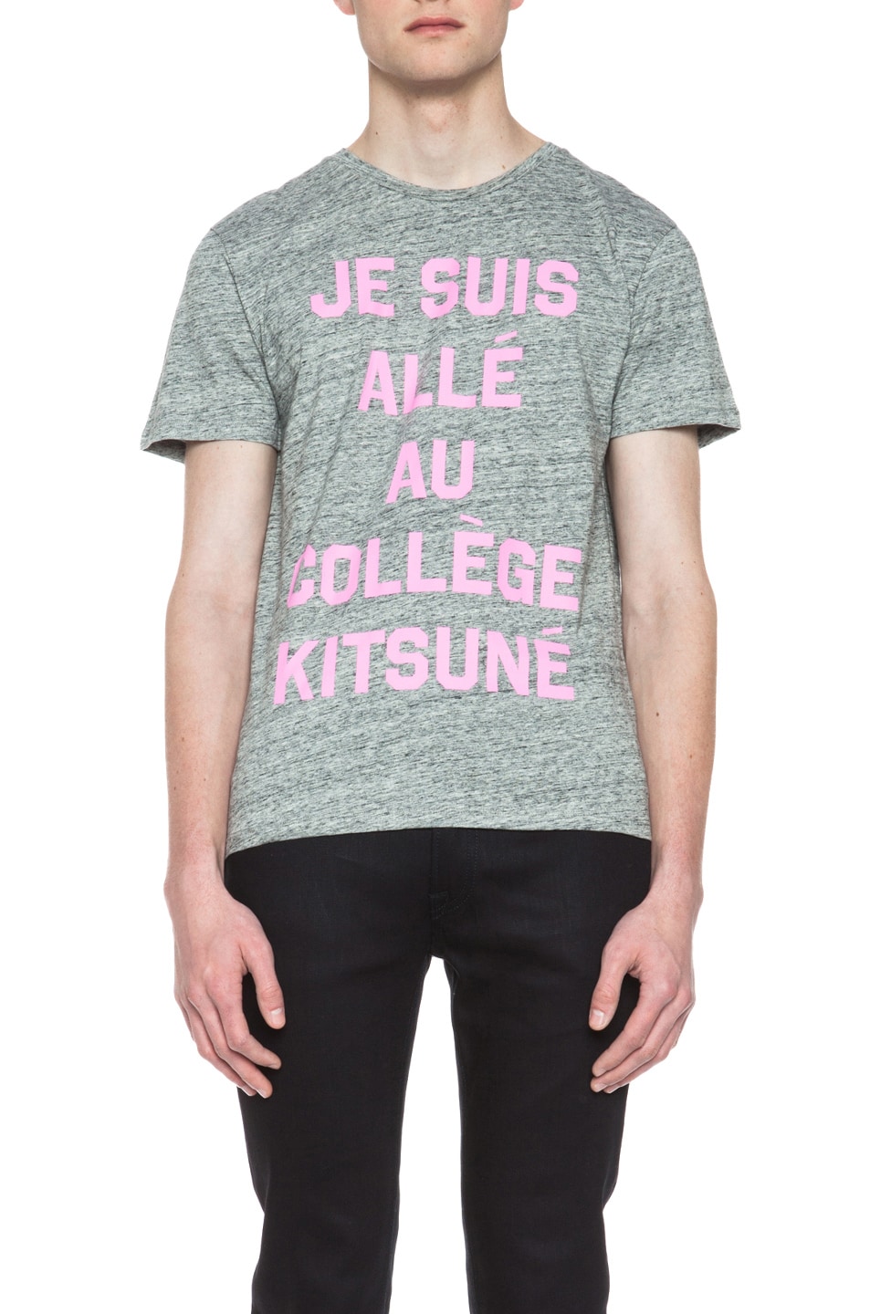 Image 1 of Kitsune Tee College Cotton Shirt in Grey Melange