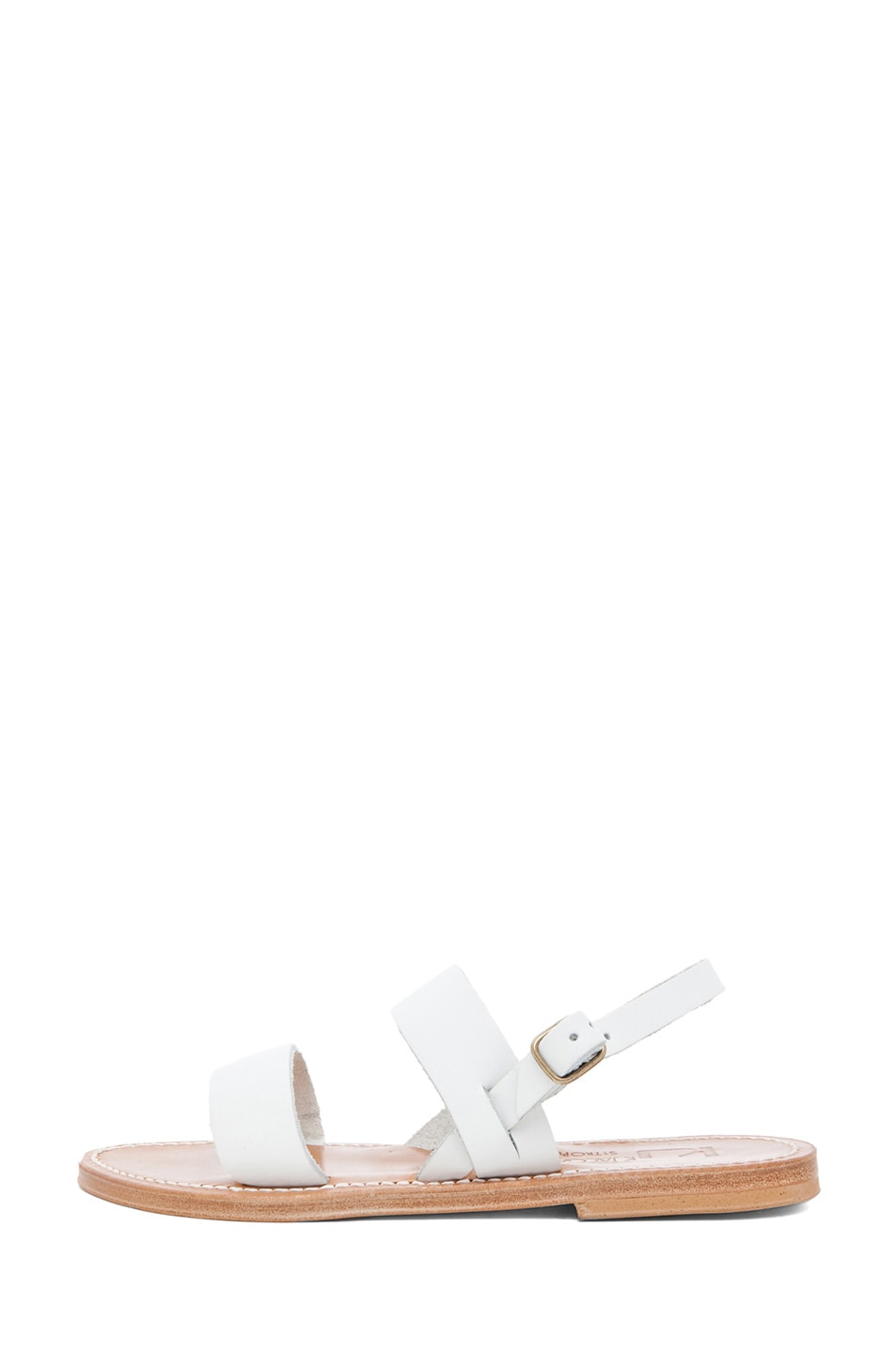 Image 1 of K Jacques Barigoule Calfskin Leather Thick Strap Sandals in White
