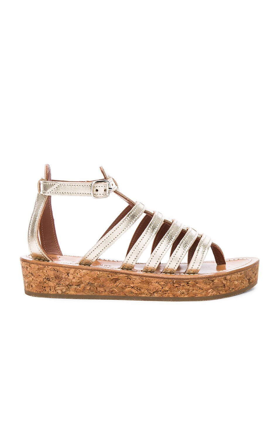Image 1 of K Jacques Leather Vezelay Sandals in Metyl Champagne