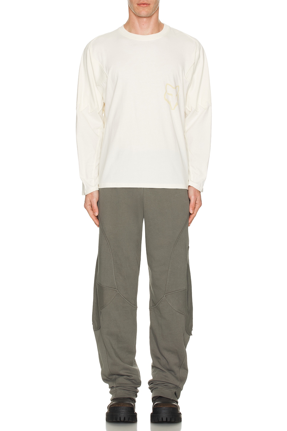 Image 1 of Kiko Kostadinov x Fox Racing Long Sleeve Tee Shirt in Off White