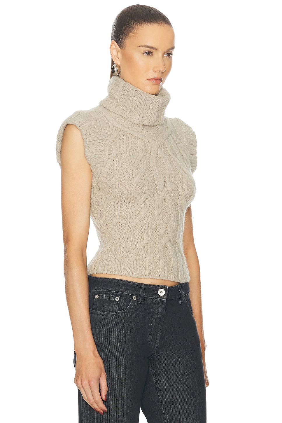 Shop Knwls Cable Vest In Almond