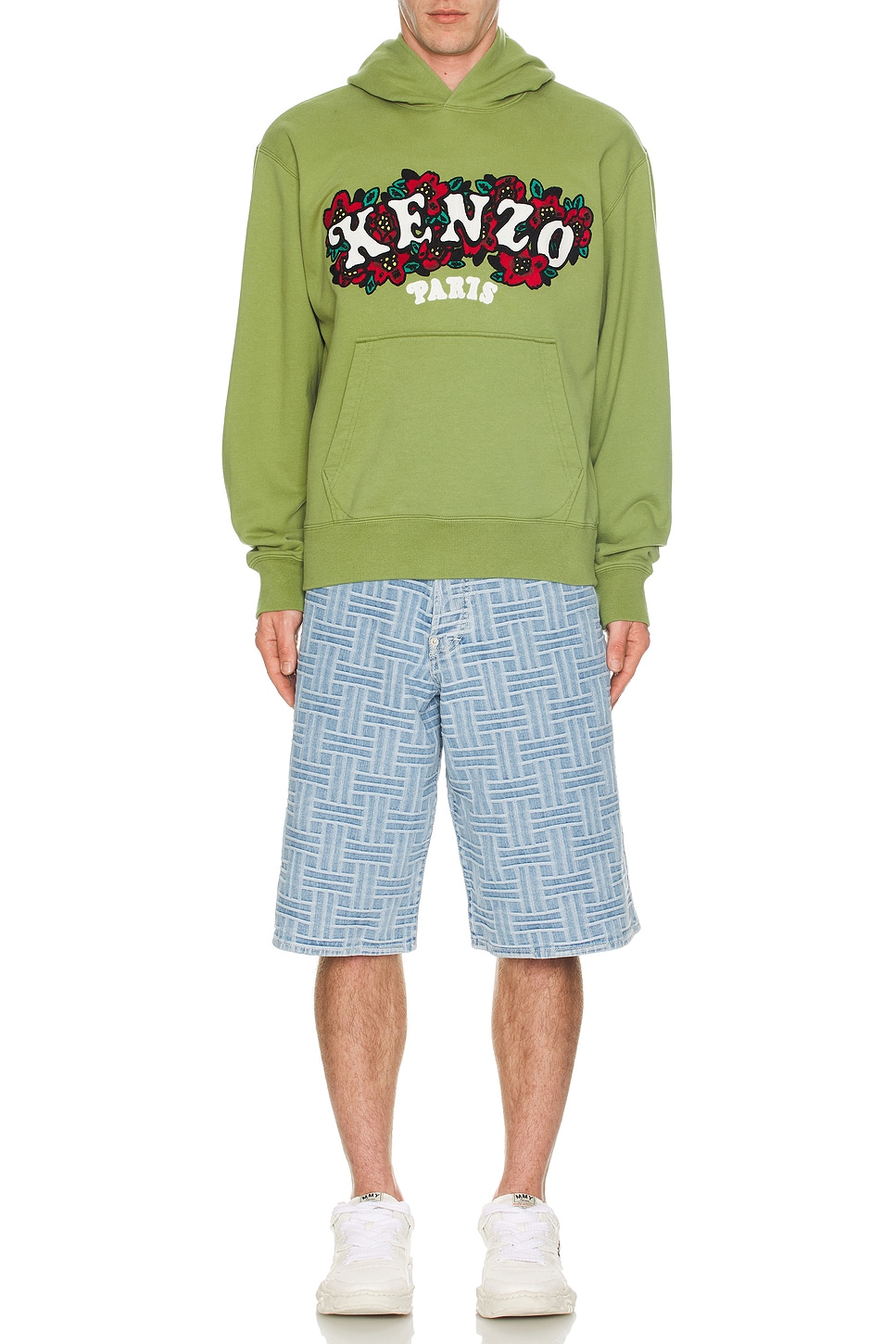 Image 1 of Kenzo Kenzo Weave Straight Short in Bleached Blue Denim