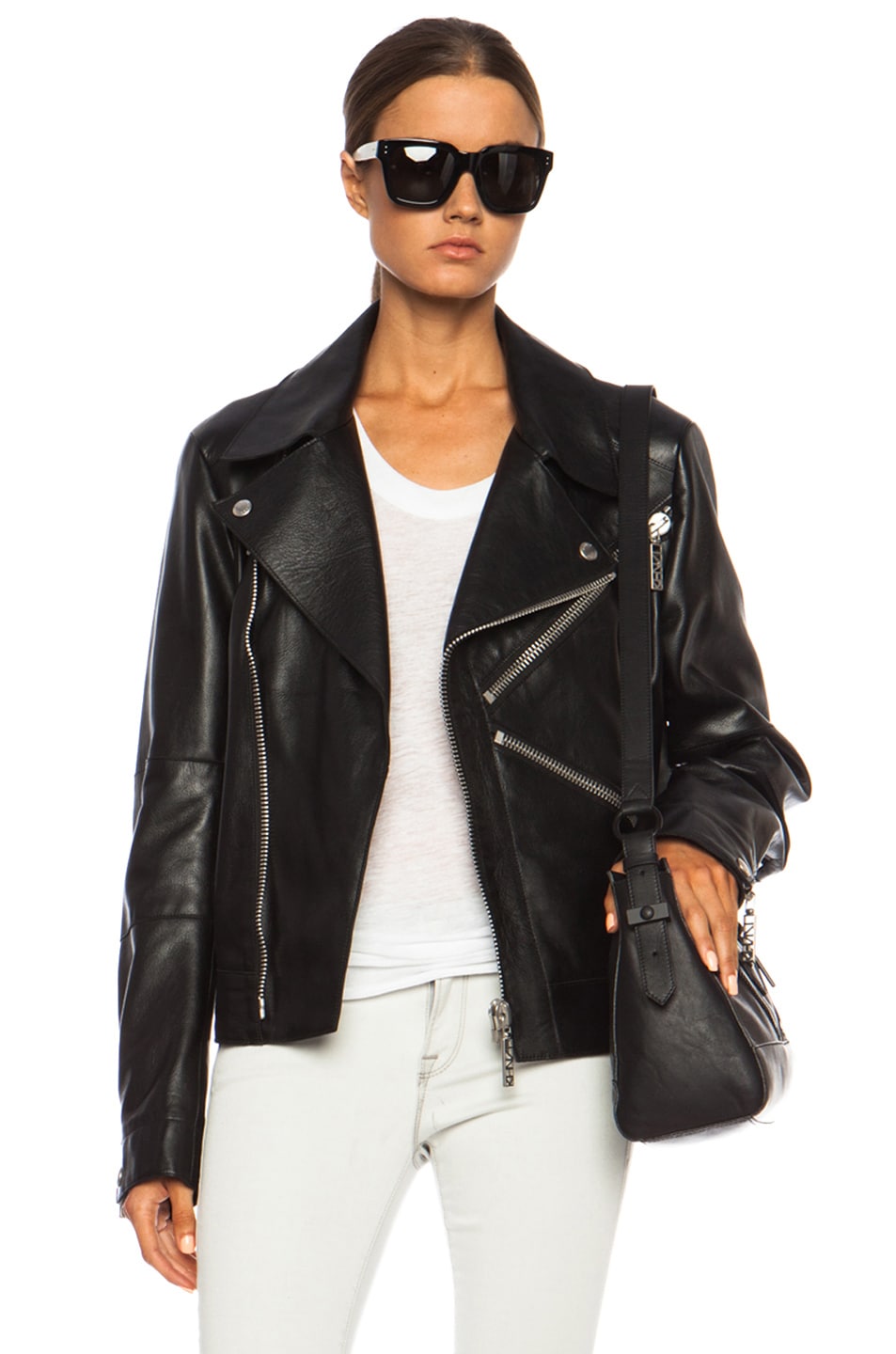 Image 1 of Kenzo Bull Leather Jacket with K Zipper in Black