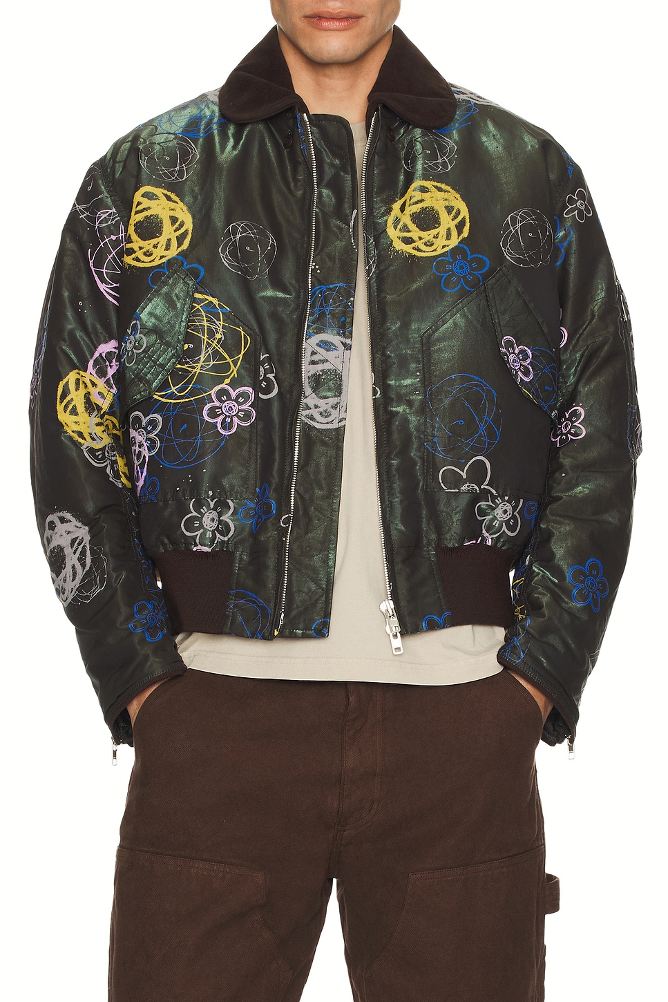 Image 1 of Kenzo x Futura Bomber in Dark Khaki