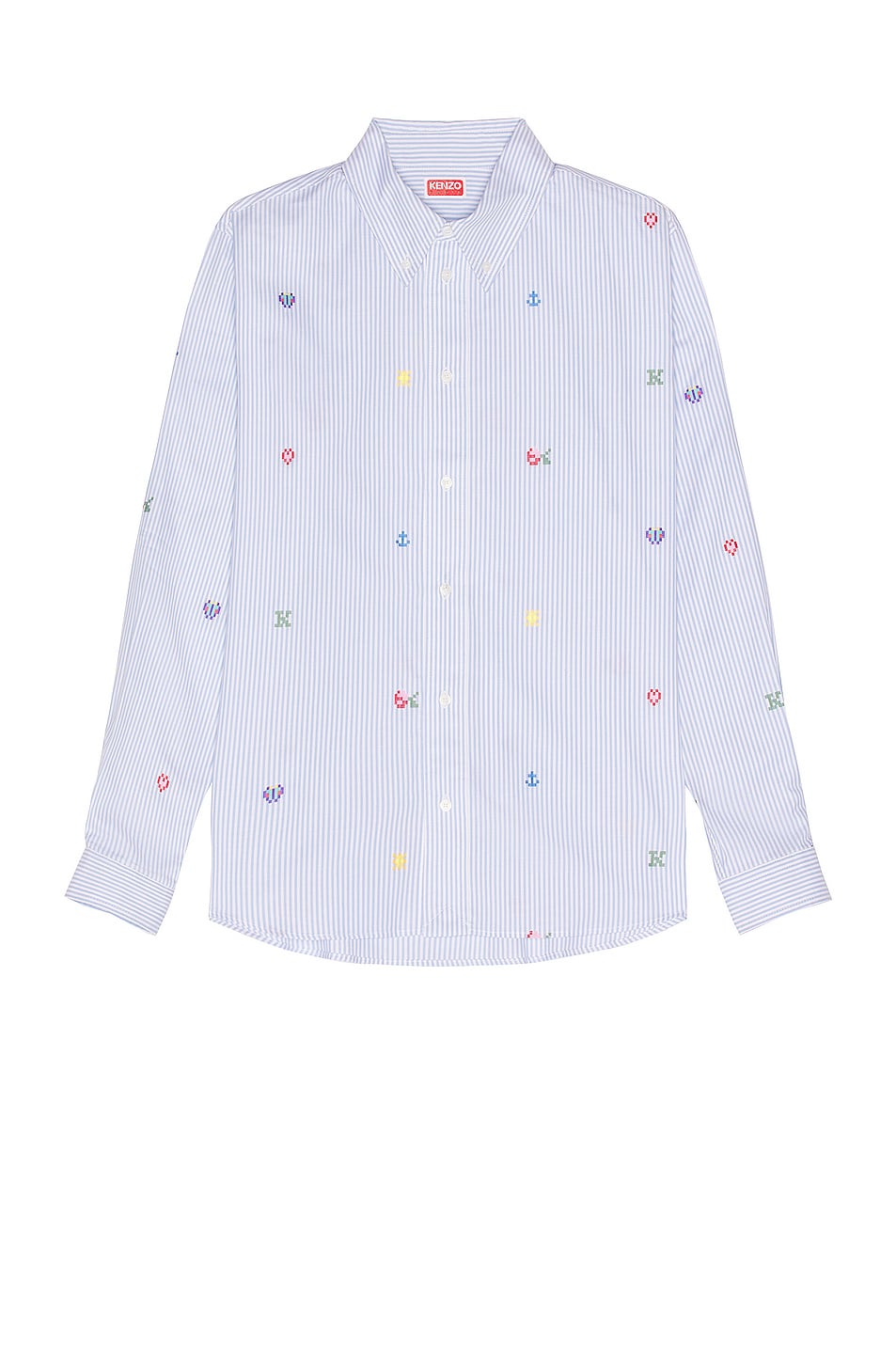 Image 1 of Kenzo Pixel Striped Casual Shirt in Light Blue