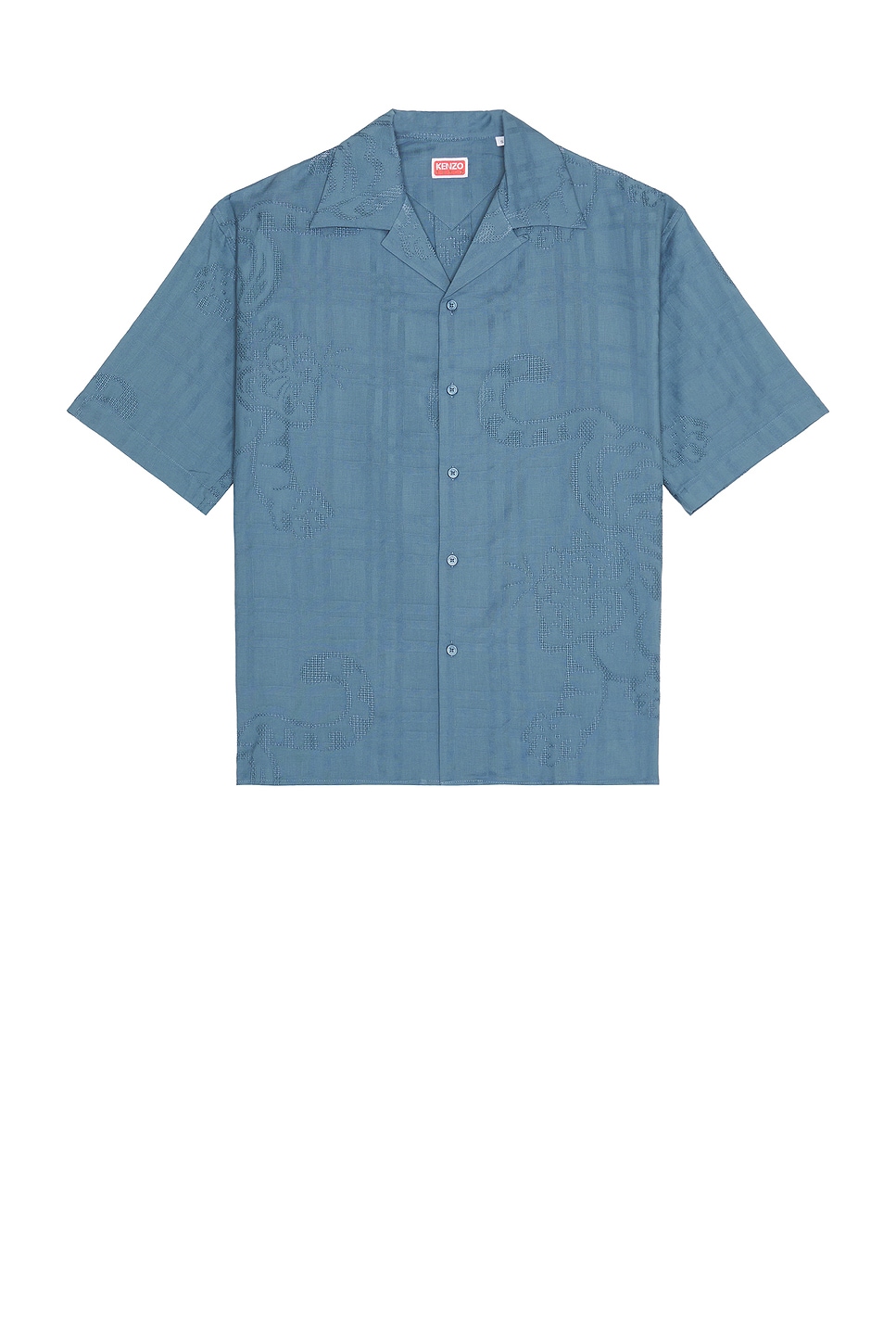 Bamboo Tiger Hawaiian Short Sleeve Shirt in Blue