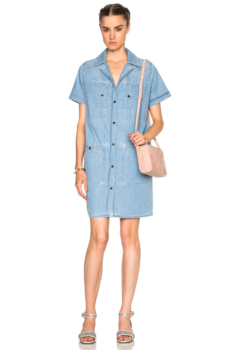 Image 1 of Kenzo Soft Stone Bleached Denim Dress in Bleached Blue