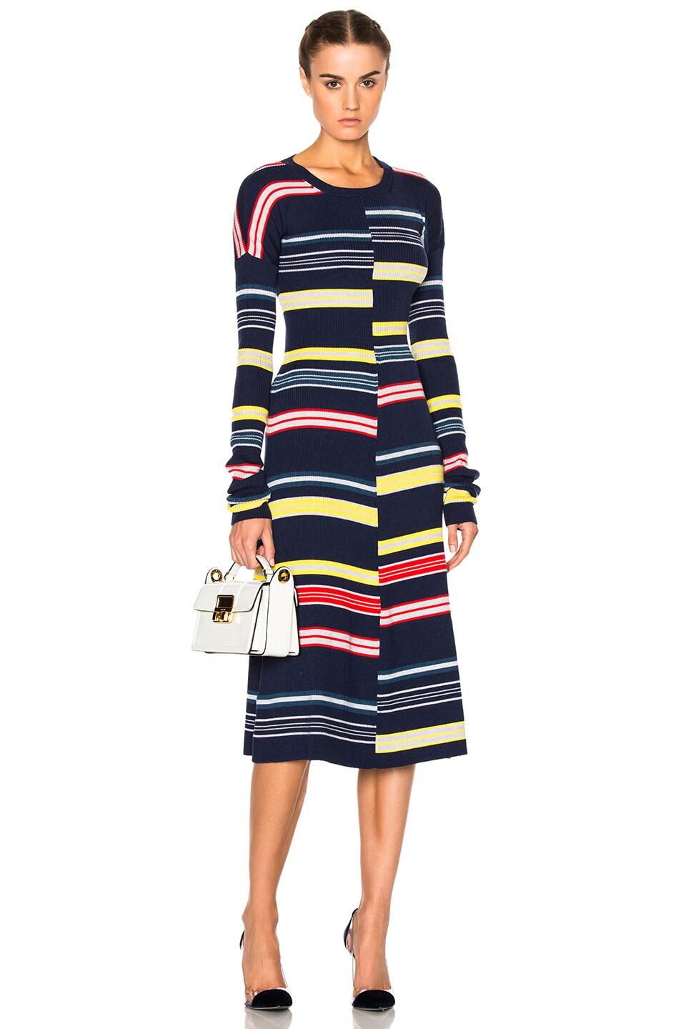 Image 1 of Kenzo Color Block Stripe Dress in Midnight Blue