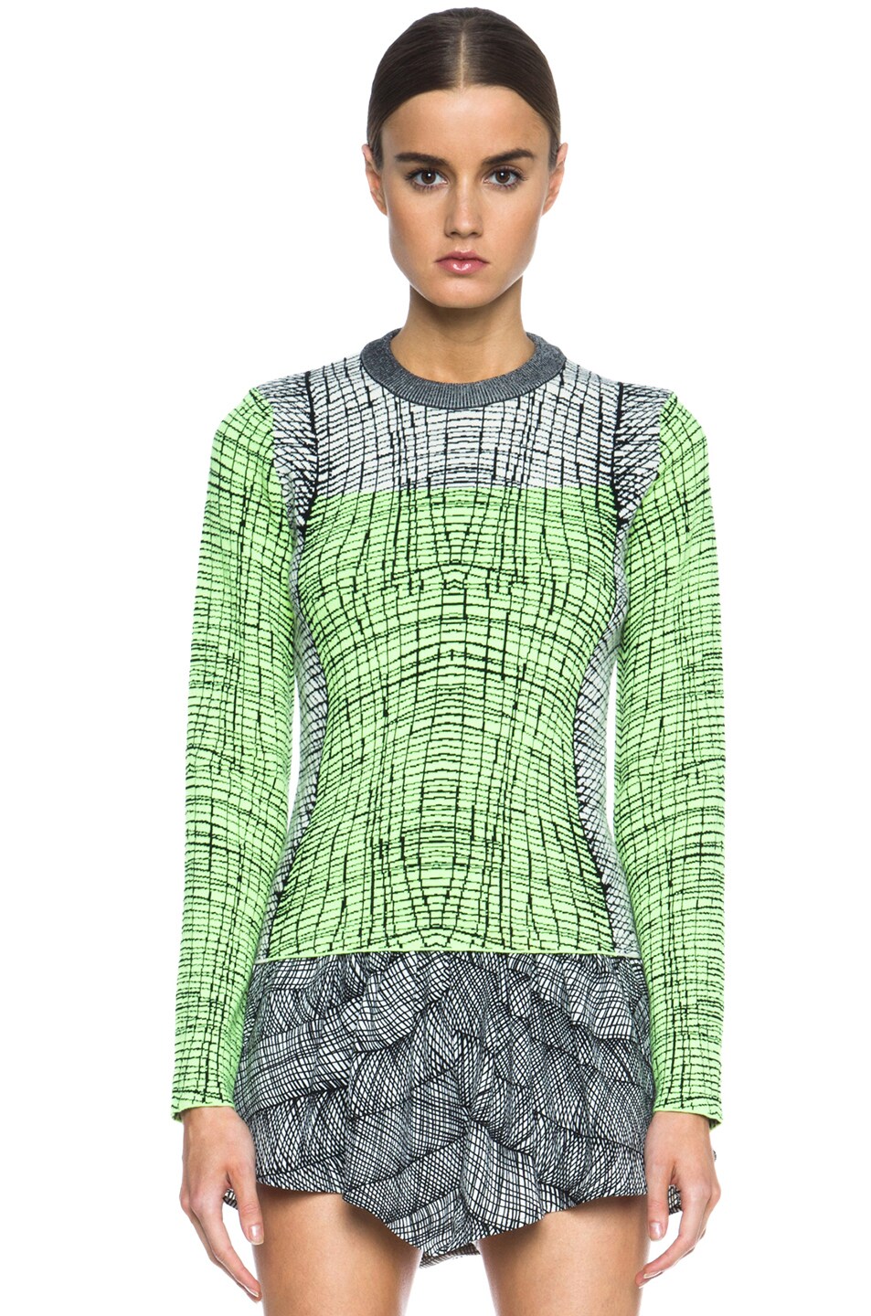 Image 1 of Kenzo Graphic Curtain Knit Top in White, Yellow & Black