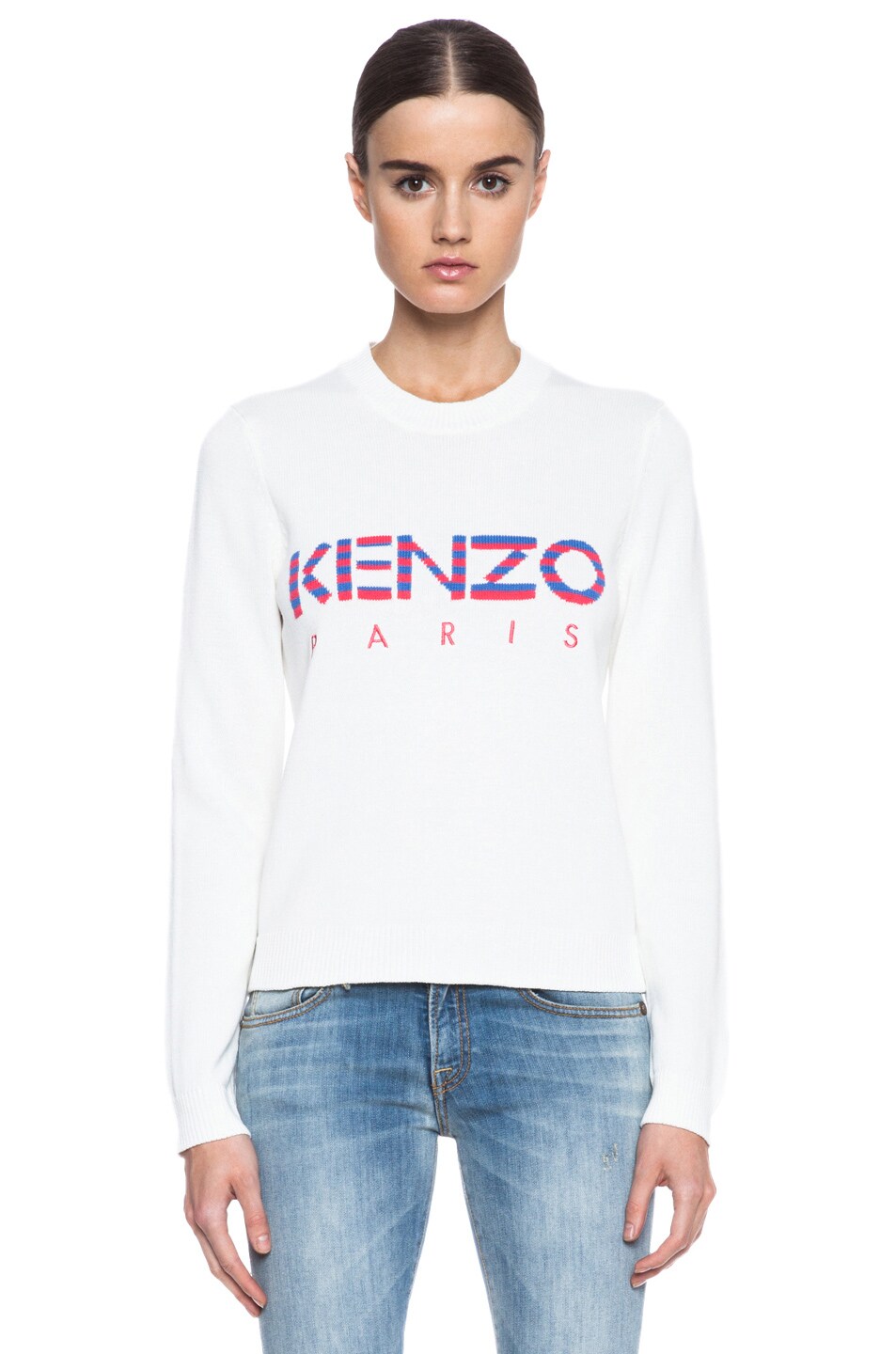 Image 1 of Kenzo Logo Knit Sweater in Ivory
