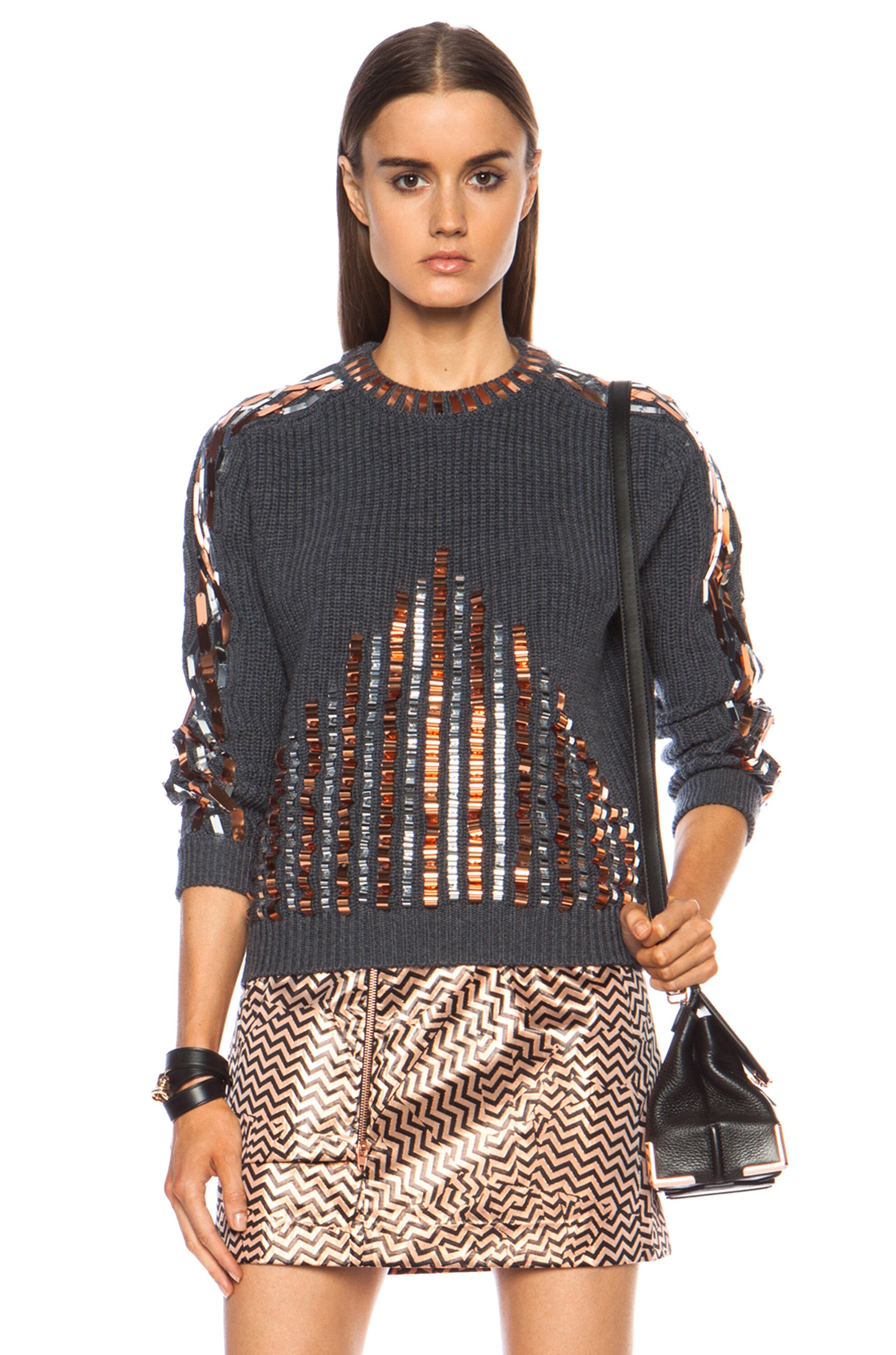 Image 1 of Kenzo Embroidered Rib Stitch Wool Sweater in Anthracite