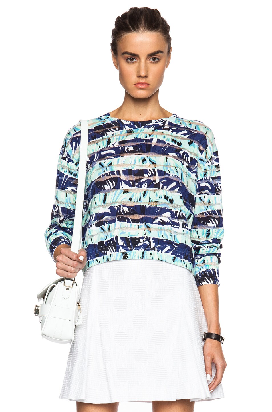 Image 1 of Kenzo Striped Flower Pullover Sweater in Navy