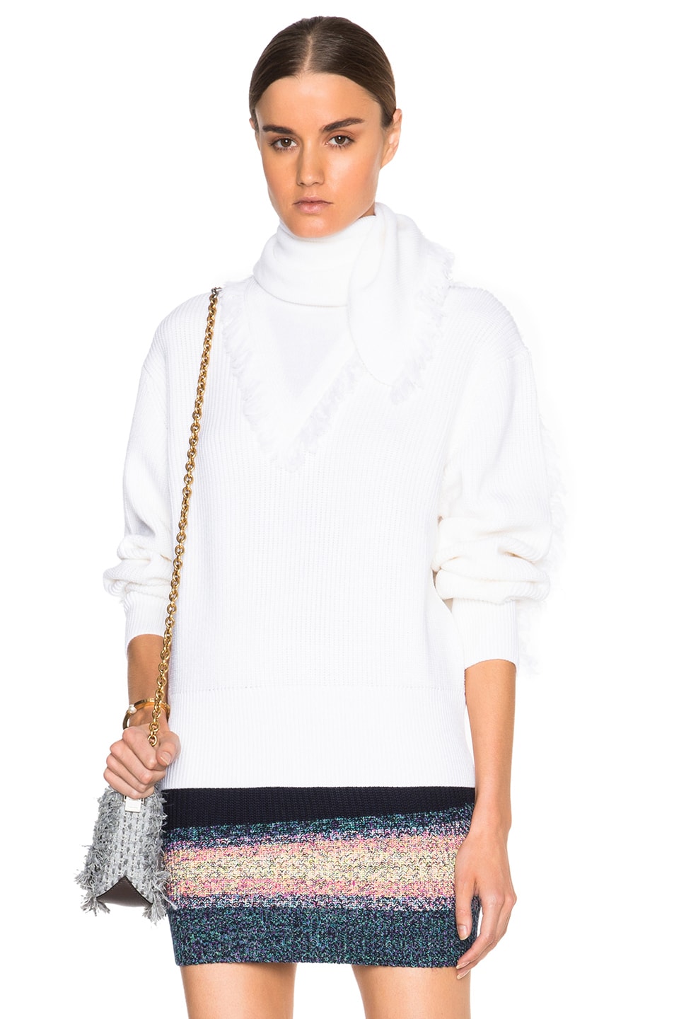 Image 1 of Kenzo Wool Blend Sweater with Fringes in White