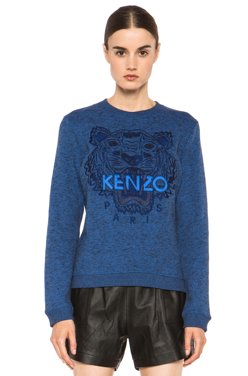 Image 1 of Kenzo Embroidered Tiger Marl Sweatshirt in Bleu Roi