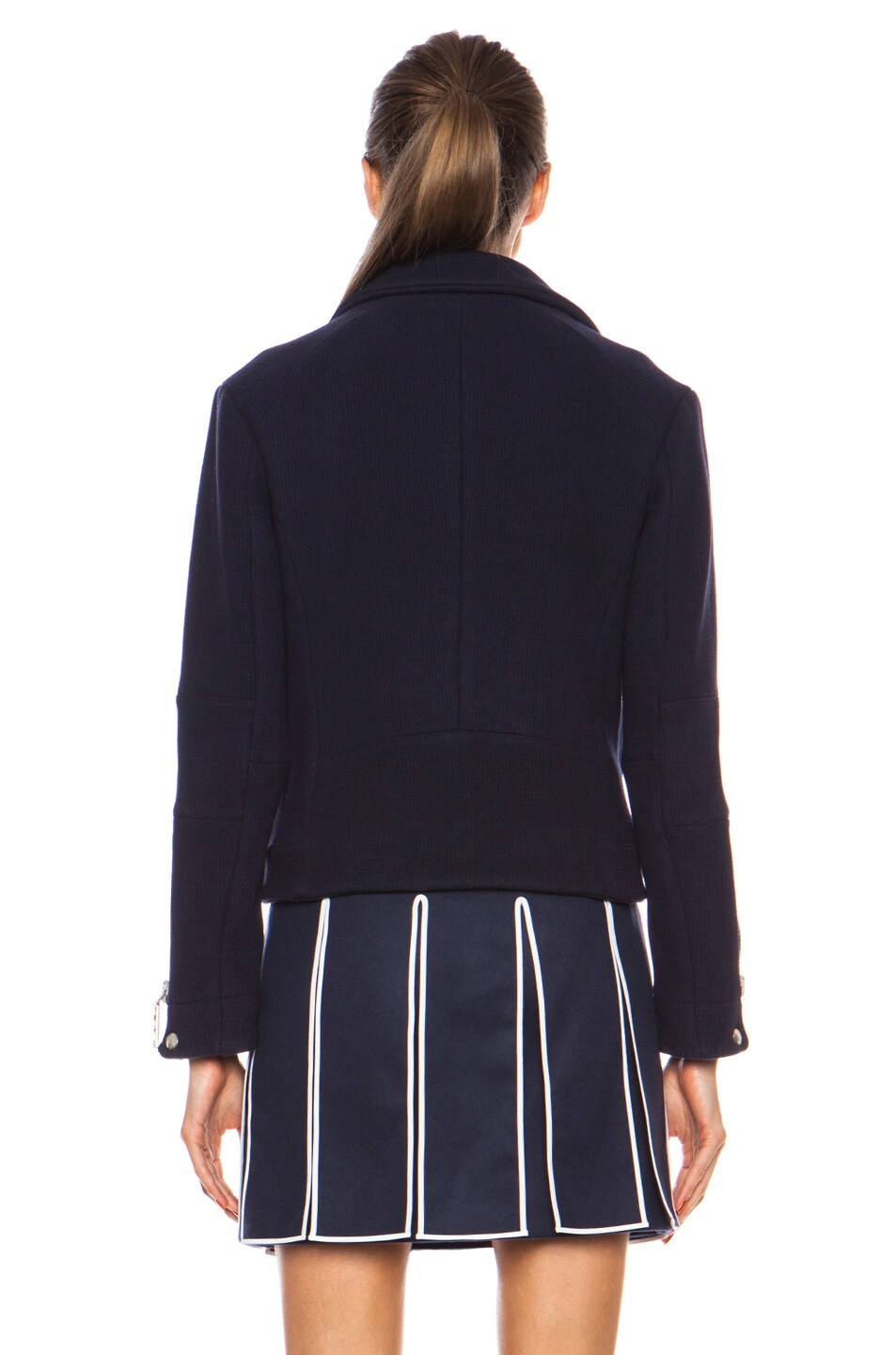 Kenzo Textured Wool Motorcycle Jacket in Midnight Blue FWRD