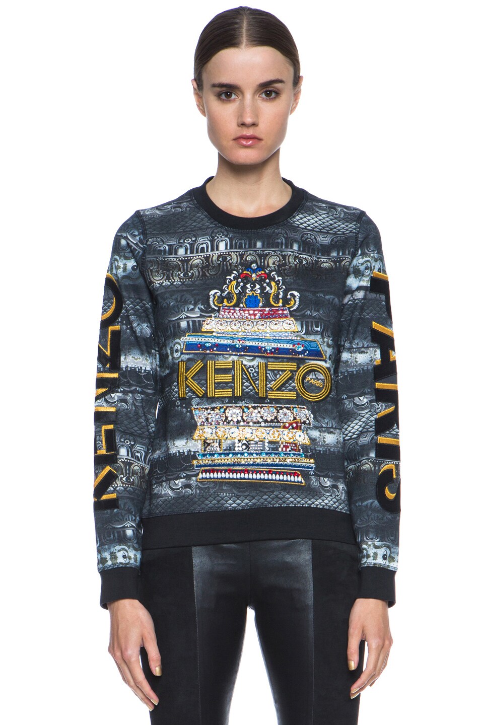 Image 1 of Kenzo Embroidered Cotton Sweatshirt in Anthracite