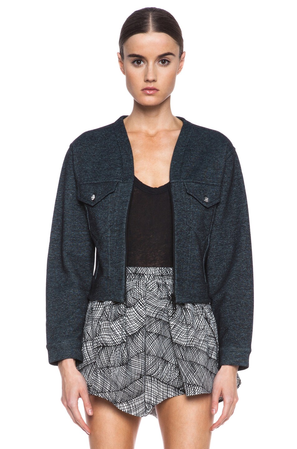 Image 1 of Kenzo Embroidered Molleton Cotton-Blend Jacket in Black
